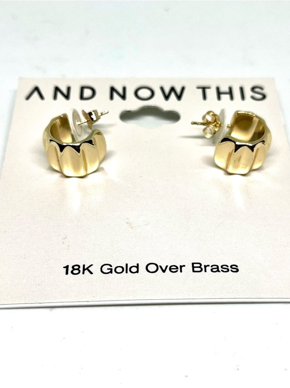 And Now This 18K Gold Over Brass Chunky Wave Hoop Stud Earrings - Gold